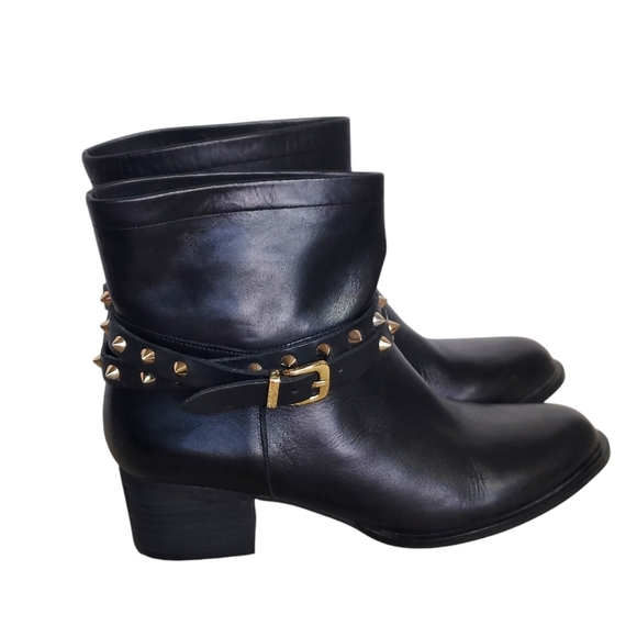 Matisse Biker Black Buttery Soft Leather Spike Studded and Buckle Ankle Boots - Picture 4 of 15